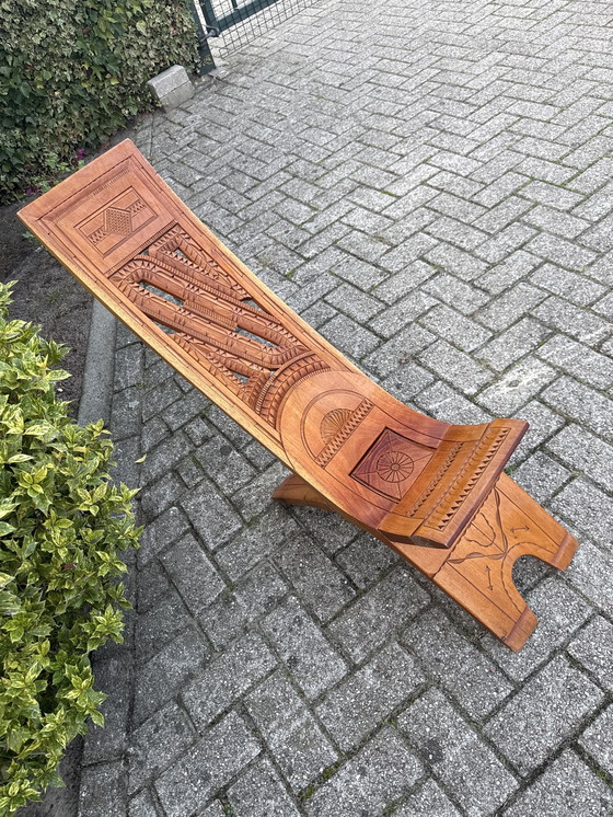 Image 1 of Houten vouwstoel vintage handgesneden 
