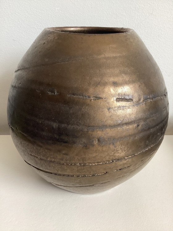 Mobach Large Ceramic Vase with Bronze Glaze (photo 6 of 6)