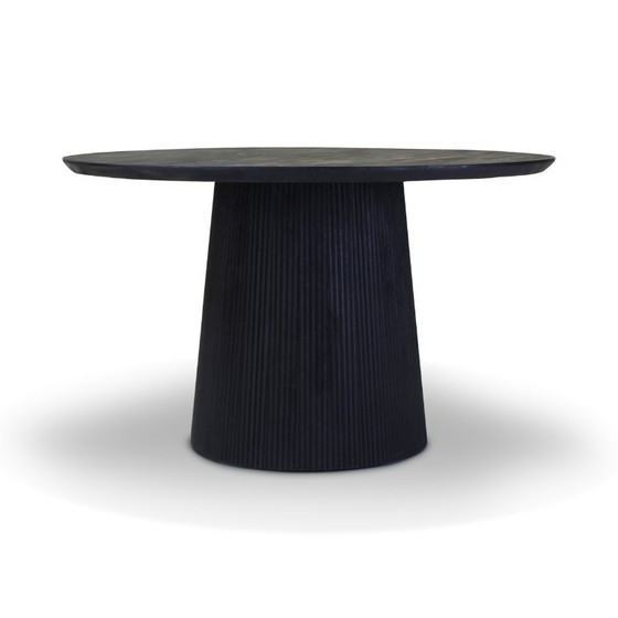 Ronde eettafel met geribbelde voet, Zwart, Castle Line, Hout, Modern (foto 3 van 5)