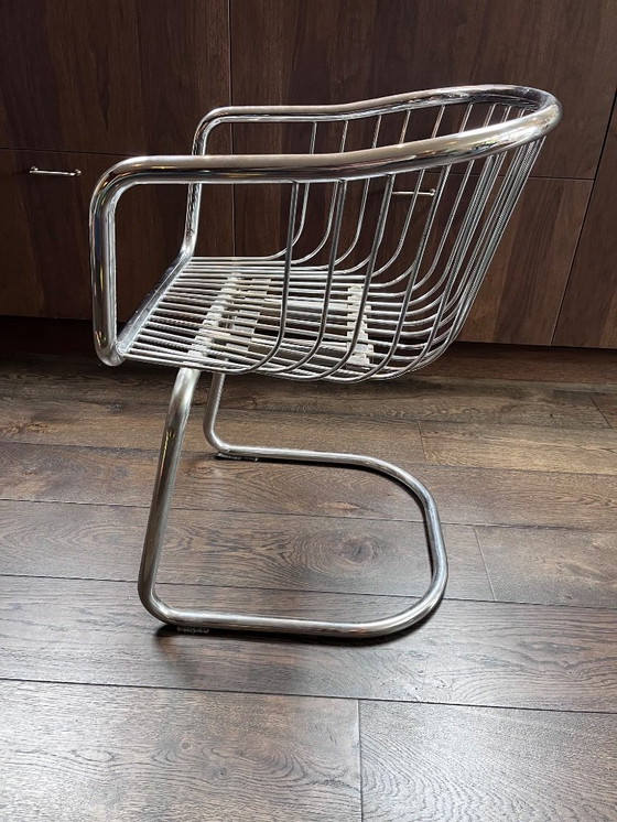 Image 1 of 5 Stühle mit verchromtem Rohrgestell, im Stil von Gastone Rinaldi