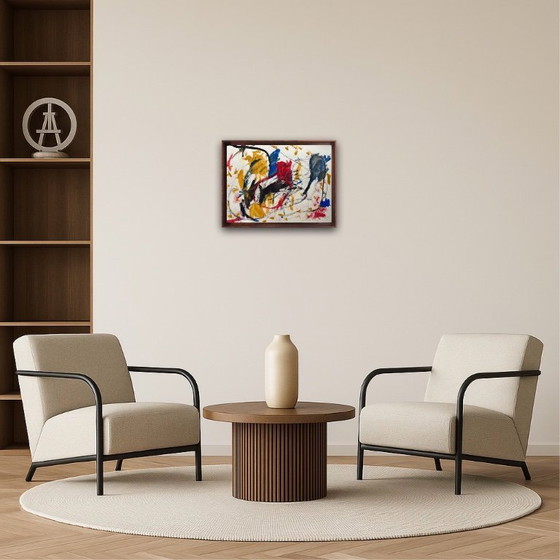 Image 1 of Gouache abstracto sobre papel natural de 250 g. Tamaño 40 x 30 cm.