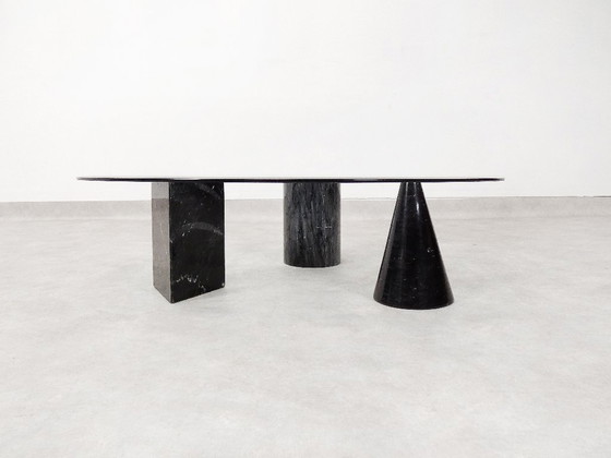 Image 1 of Table basse vintage italienne en marbre avec plateau en verre