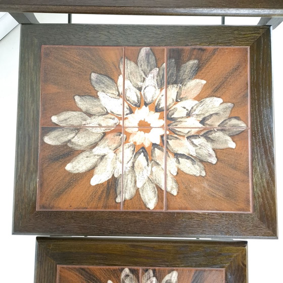 Vintage Danish design wooden nesting tables with sunburst tile – Side tables (photo 7 of 9)