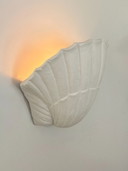 Pair of vintage seashell wall sconces, matte white plaster, France, 1970