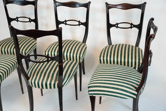 Image 1 of Mid-Century set of six dining chairs attributed to Paolo Buffa. Italy 1950s