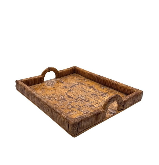 Hollywood Regency Wicker Tray, Vivai Del Sud Italy Ca. 1970 – Table accessories (photo 10 of 12)