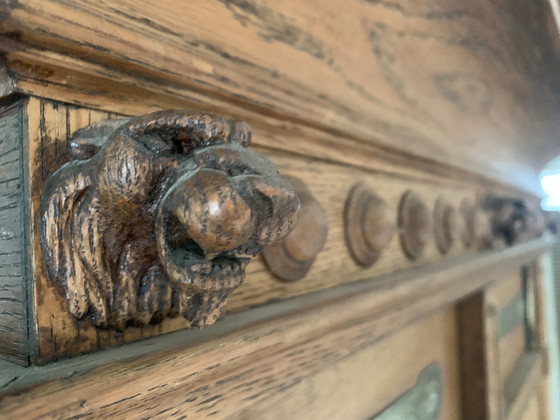 Image 1 of Credenza antica in rovere, vintage, stile country, rara, originale