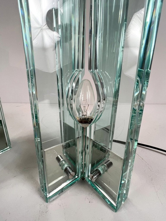 Image 1 of Set van 2 tafellampen/glasobjecten van Giorgio Reggiori voor Gallotti & Radice, jaren 1960, Italië