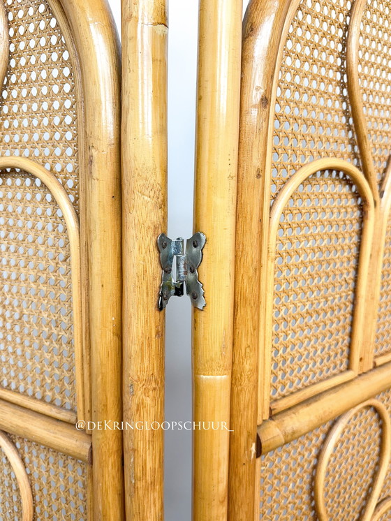 Image 1 of Divisorio per ambienti in vimini e bambù intrecciati in rattan vintage