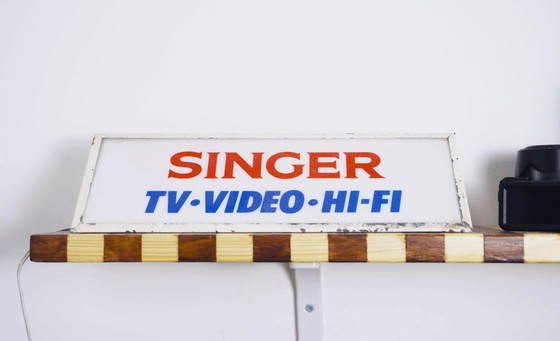Image 1 of Vintage Singer TV-Video-Hi-Fi Illuminated Store Sign - 1960s Collectible Display
