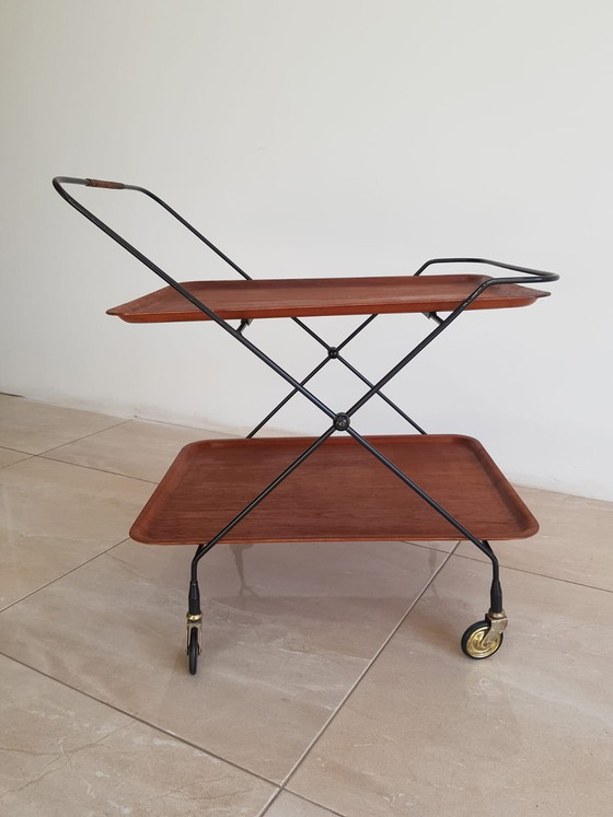 Mid-Century Modern Teak Servierwagen von Paul Nagel f&uuml;r Jie Gantofta, Schweden, 1960er – polished steel (photo 8 of 11)