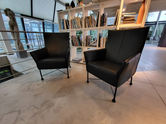 Image 1 of Charly Sessel, 2x schwarzes Leder