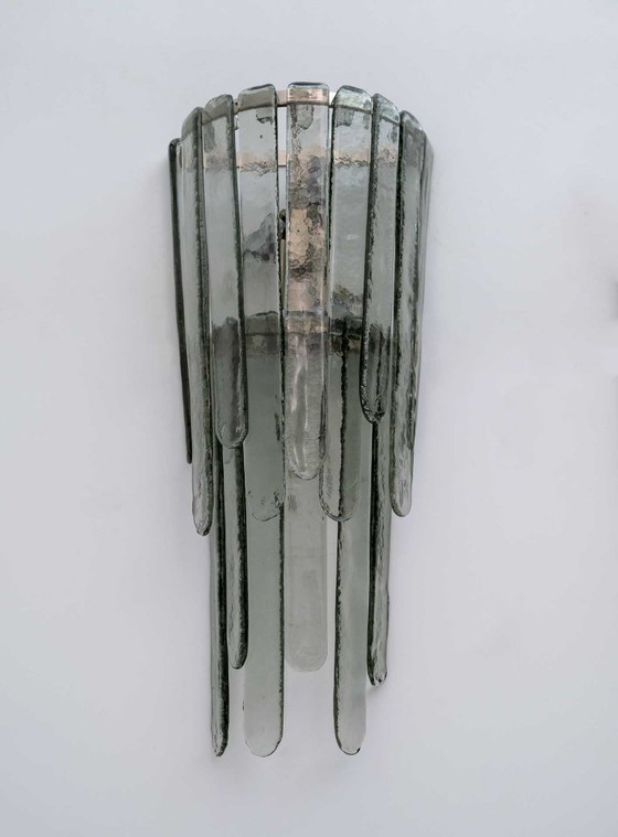 Image 1 of Coppia di applique a cascata in vetro di Murano cesellato di Carlo Nason per Mazzega, anni '60