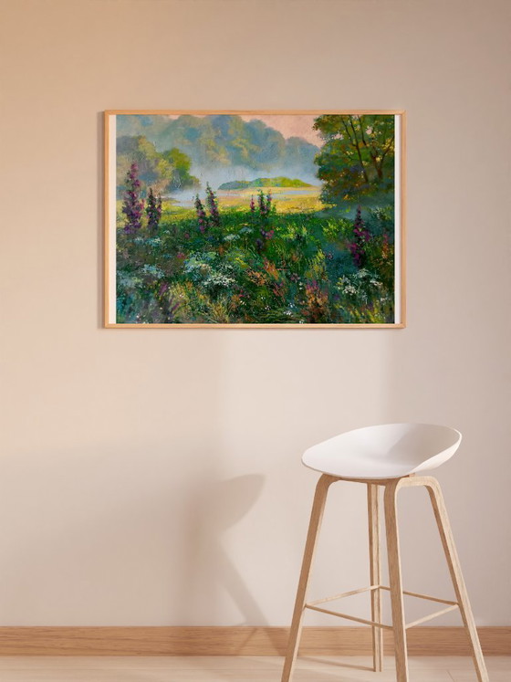 Pittura a olio originale Espressionismo Paesaggio Prato estivo – Dipinti e disegni, Canvas (photo 3 of 9)