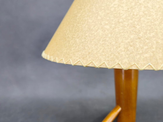 Image 1 of Mid Century Maple Table Lamp Tripod Base ULUV Style, 1960s
