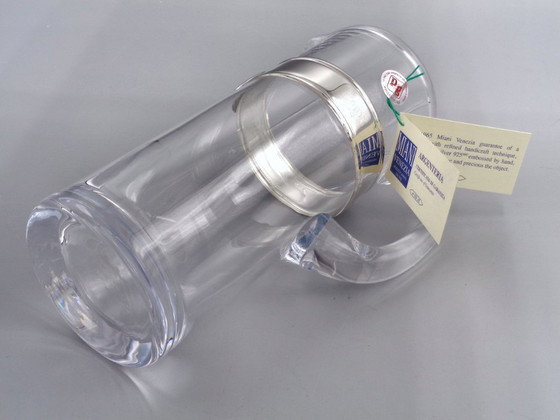 Image 1 of Karaf van geblazen glas met een band van 925 zilver.