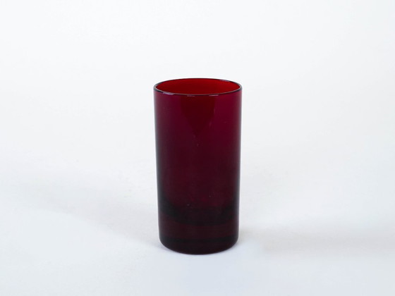 Image 1 of Set of ruby-coloured glasses, Italian design, 1970s, made in Italy