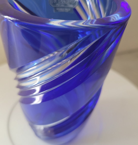 Image 1 of Vase De Couleur Bleu , Signed J G Durand , Double Size Cristal Art À La Française