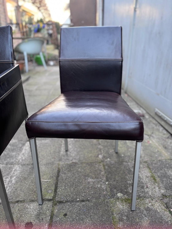 Image 1 of Set of 4 Beautiful KFF Texas Design Chairs in Brown Leather.