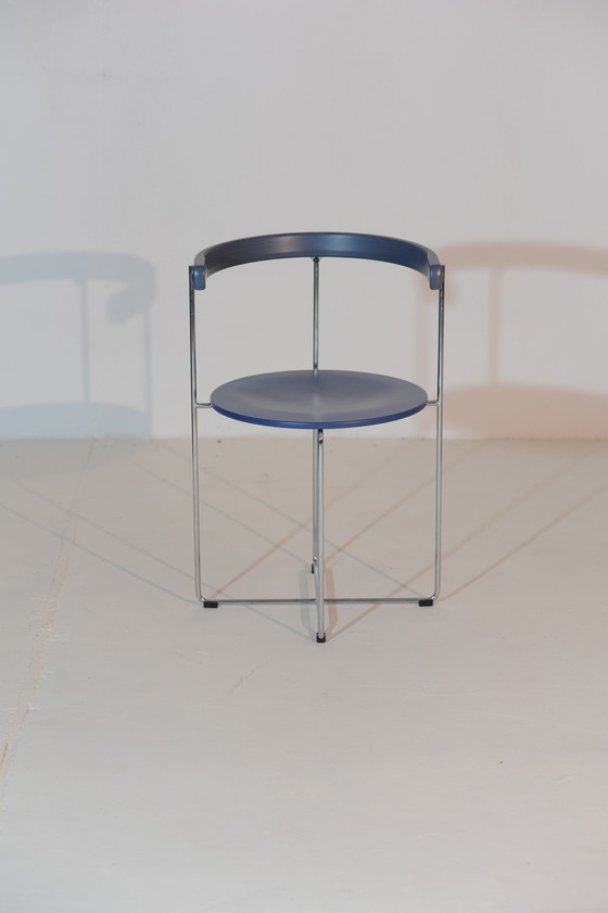 Image 1 of Soley Stoelen Valdimar Harðarson blauw voor Kusch & Co, 1980er Set van 6