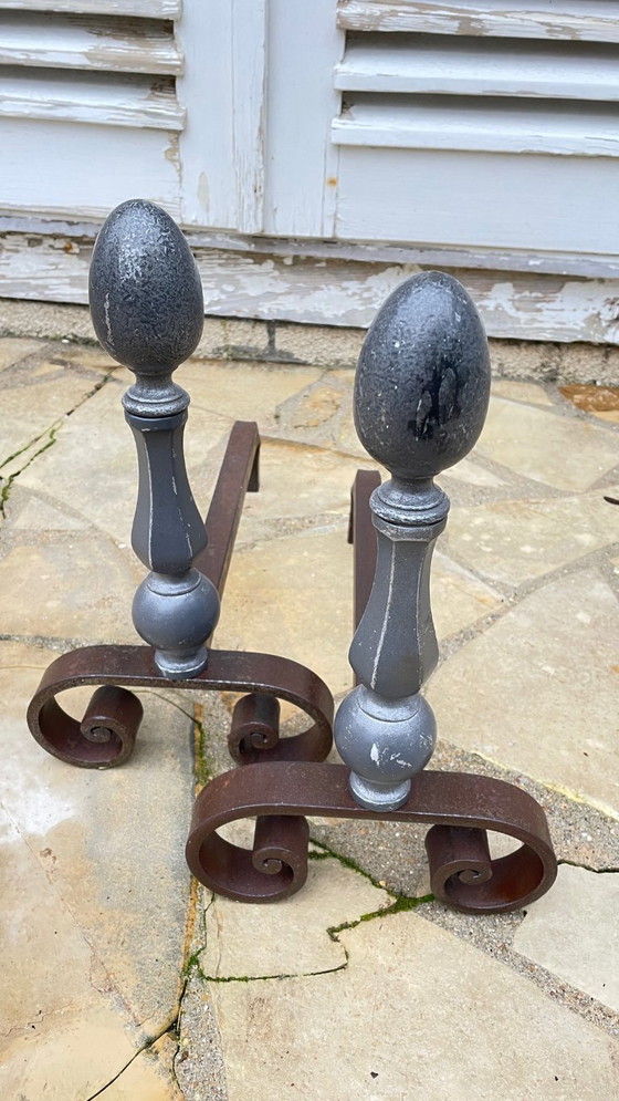 Image 1 of Paire de CHENETS Géométriques VINTAGE