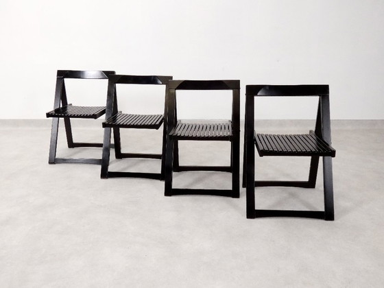 Image 1 of  4 Trieste folding chairs with storrage table - Aldo Jacober for A. Bazzani 
