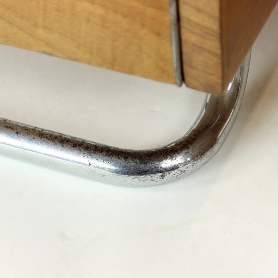 Image 1 of Ensemble de 2 tables de chevet en chrome et noyer, Vichr & Spol, Tchécoslovaquie, années 1950