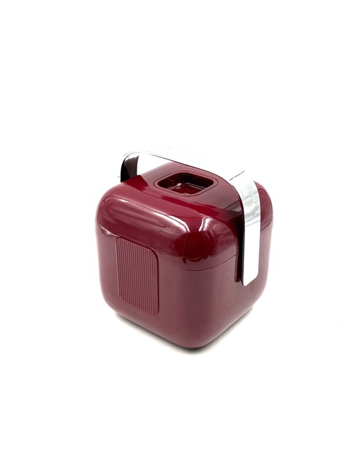 Space Age Red Ice Bucket, Guzzini Italy, Ca. 1970s