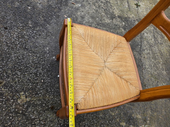 Image 1 of Set aus 6 Kirschholzstühlen mit Strohsitzen aus den 1960er Jahren