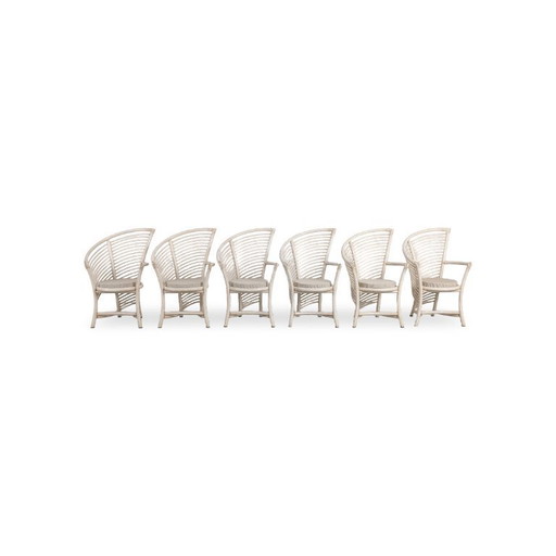 Set di 4 sedie Wickerwork Atelier Schütz, sedia di design del 1970, bambù