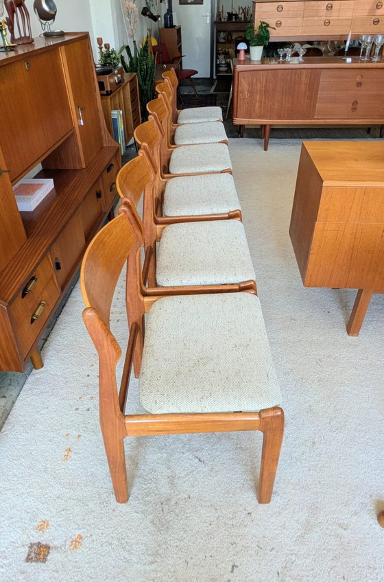 Image 1 of Ensemble vintage de 6 chaises de salle à manger danoises en teck