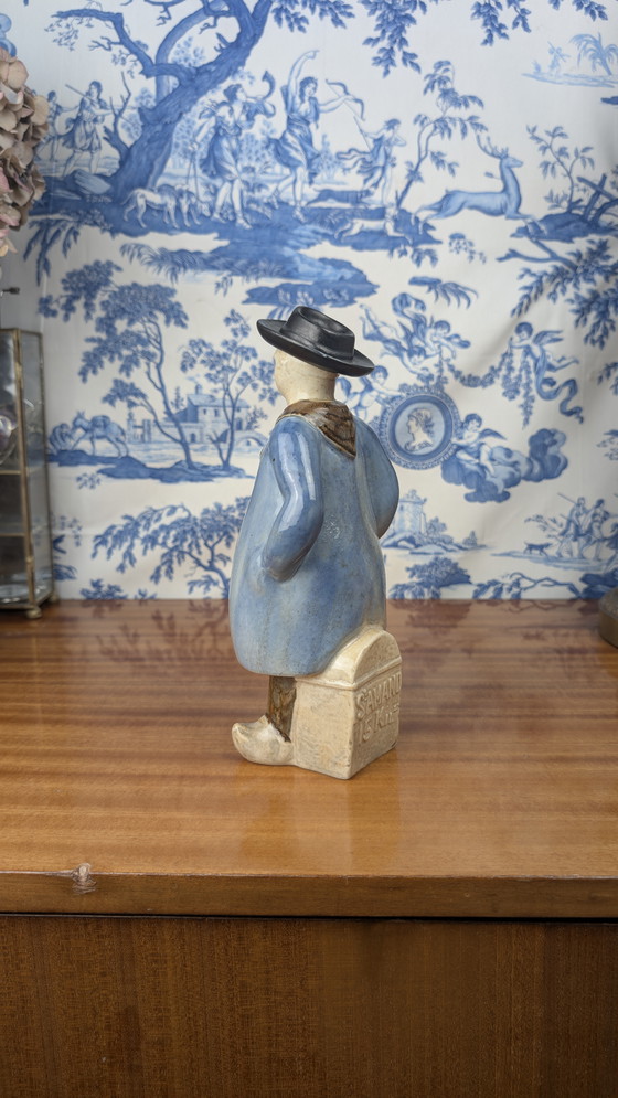 Image 1 of Denbac pour Noyer botella de licor antropomorfa de un pastor de Berrichon, cerámica de principios del siglo XX