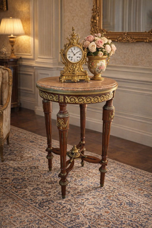 Neoclassical Guéridon in Mahogany and Red Marble, Late 19th Century