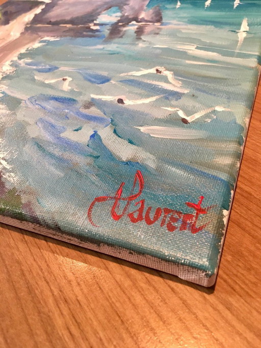 Philippe Laurent – ​​Ansicht von Étretat – Gemälde des Künstlers