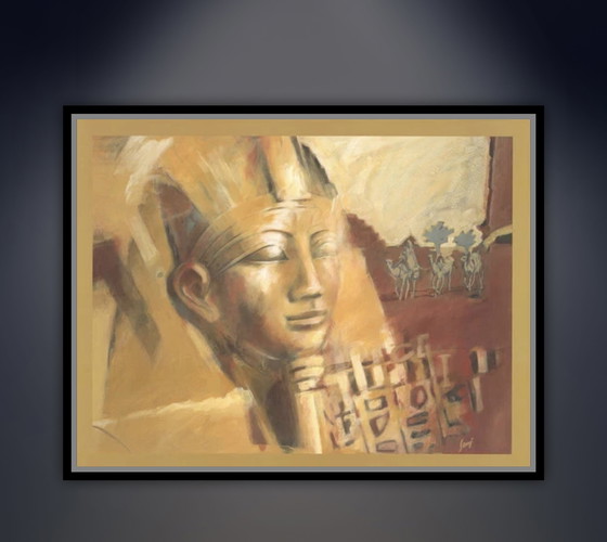 Image 1 of Sumi: "Pharaoh and Caravan." Signed in the plate.