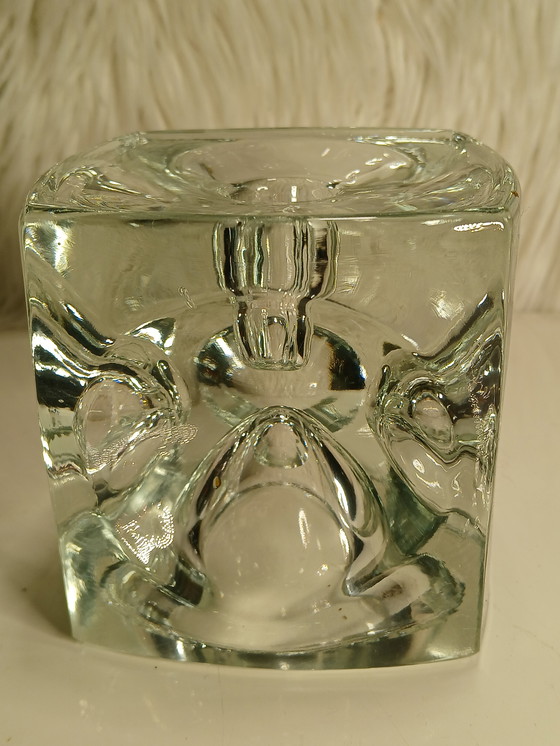 Image 1 of Portacandele a cubo in vetro in stile moderno di metà secolo