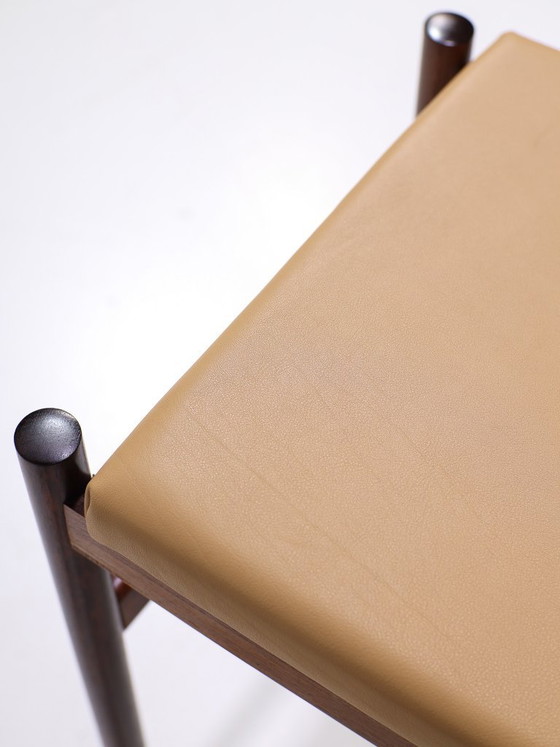 Image 1 of Bankje kruk Spøttrup palissander leer Deens vintage