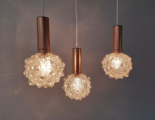 1 of 3 Helena Tynell vintage bubble glass pendant lamps, timeless mcm glass pendant lamp