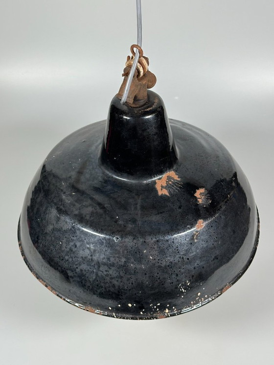 Image 1 of jaren 30 40 plafondlamp industriële lamp emaille loft metaal Bauhaus design