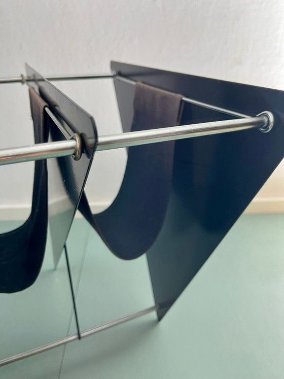 Image 1 of Magazine rack, newspaper rack, Memphis design, Italy, 80s, postmodern, vintage, metal