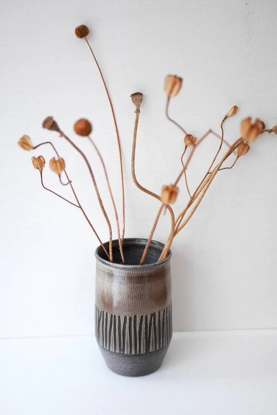 Image 1 of Mid-century Scandinavian modern art design pottery vases in ceramic by Ingrid Atterberg for Upsala Ekeby, Sweden, 1970s, set of