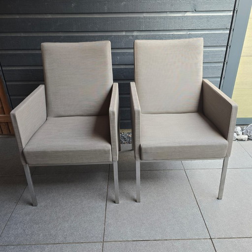 2 pcs Garden chairs 4SO taupe- stainless steel incl covers