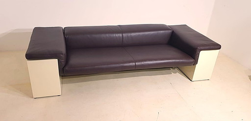 Canapé Brigadier en cuir brun par Cini Boeri pour Knoll