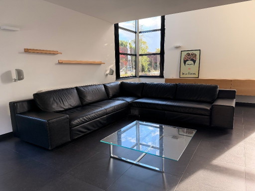 Cassina Ecksofa, schwarzes Leder