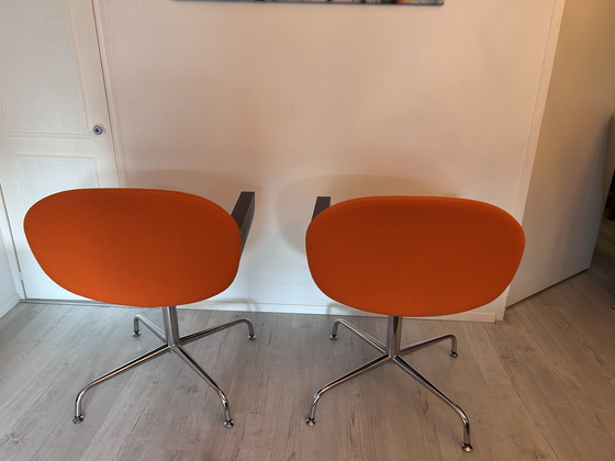 Image 1 of Set de 2 Billiani Design Lounge-/Vergaderstoelen – Italia – Oranje Stof