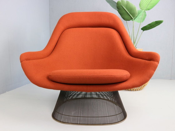 Image 1 of Early bronze lounge chair by Warren Platner for Knoll 1960s in rust red