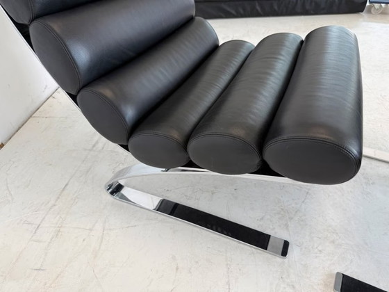 Cor Sinus Leather Relax Armchair with Ottoman Design – Chairs and lounge chairs, Chrome (photo 11 of 16)