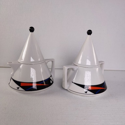Tea for one | Theepot & suikerpot | J. Kronester | Bavaria | West Germany - Hoyng - Memphis Milano stijl | 80's
