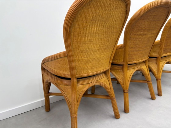 Image 1 of Vintage ( pencil reed ) eettafel met 4 bijpassende stoelen