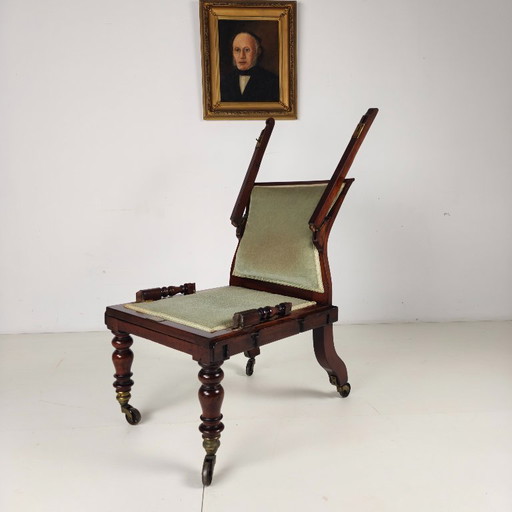 Rare Victorian Adjustable Armchair By J. Alderman, London – fauteuils, Wood (photo 2 of 15)